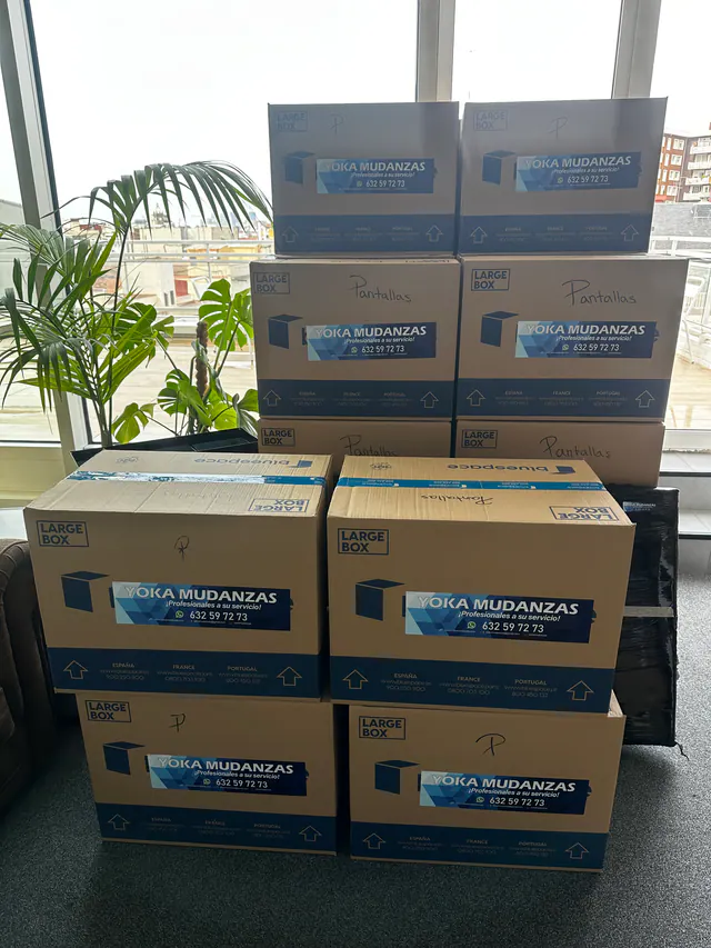 Cajas identificadas y preparadas para una mudanza
